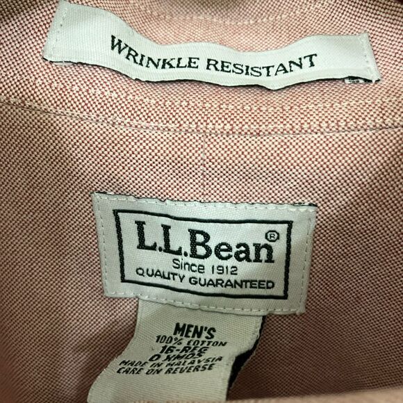 LL BEAN 16 Button Down Preppy Wrinkle Resistant Academia Short Sleeve Camp Shirt - Picture 5 of 11